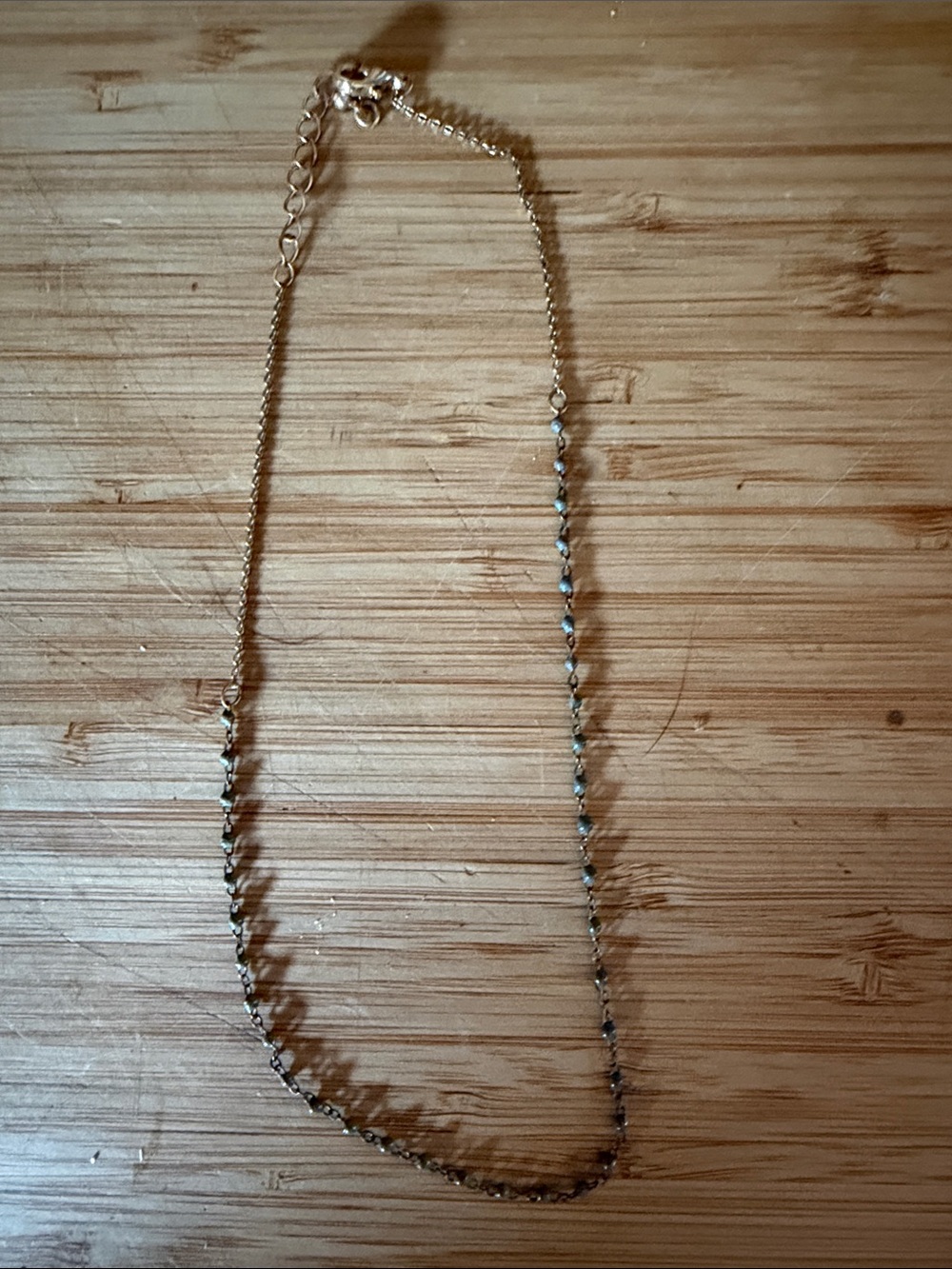 Gold & Blue Dainty Necklace 16”